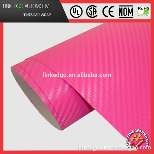 3D Pink self adhesive vinyl wrap roll 1.52*30M Promotional 3D Carbon Fiber